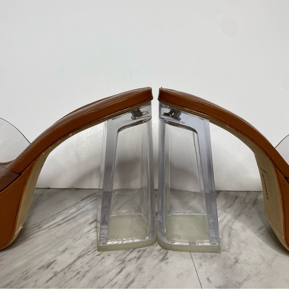 New! Larroude Dolly Lucite Clear Vinyl Brown Platform Sandal 9 - Picture 8 of 14